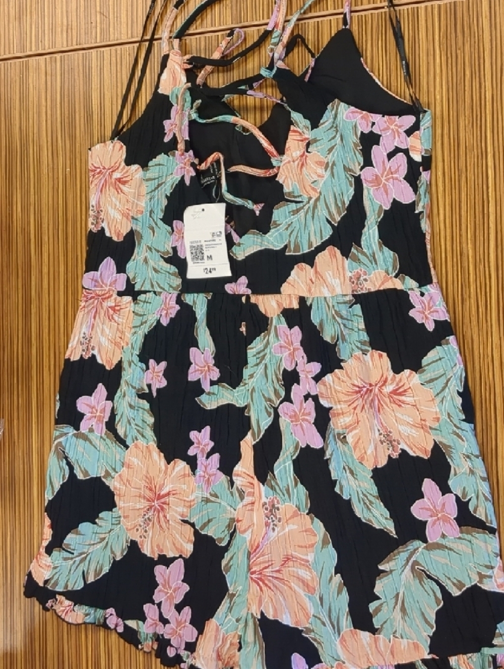 Forever 21 Black Floral Print Dress with Pastel Accents